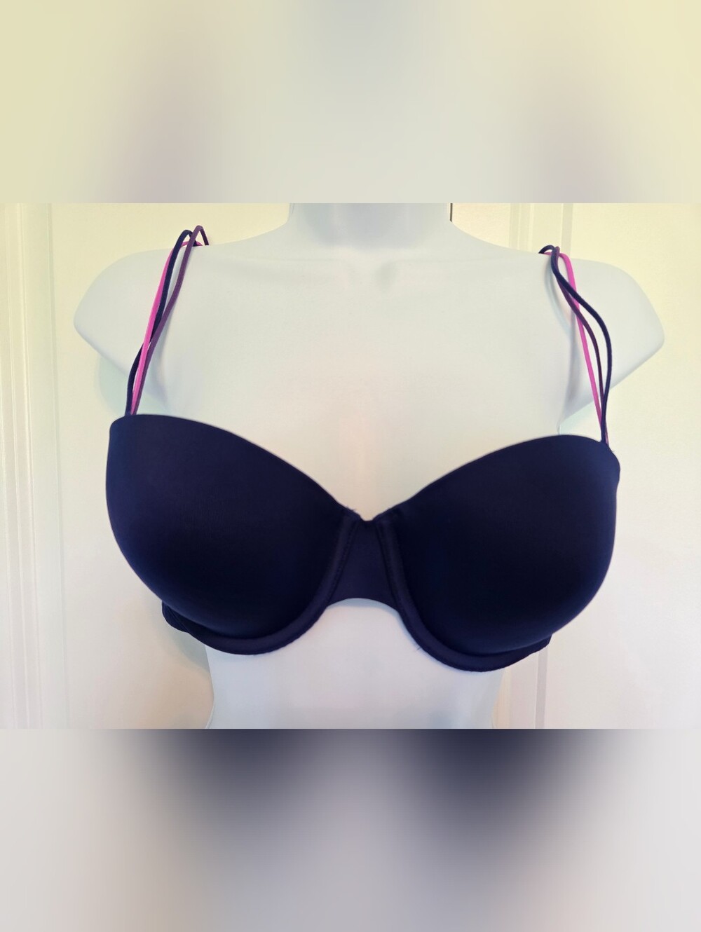 PINK Victoria's Secret Blue Bra with Pink and Purple Accent Straps